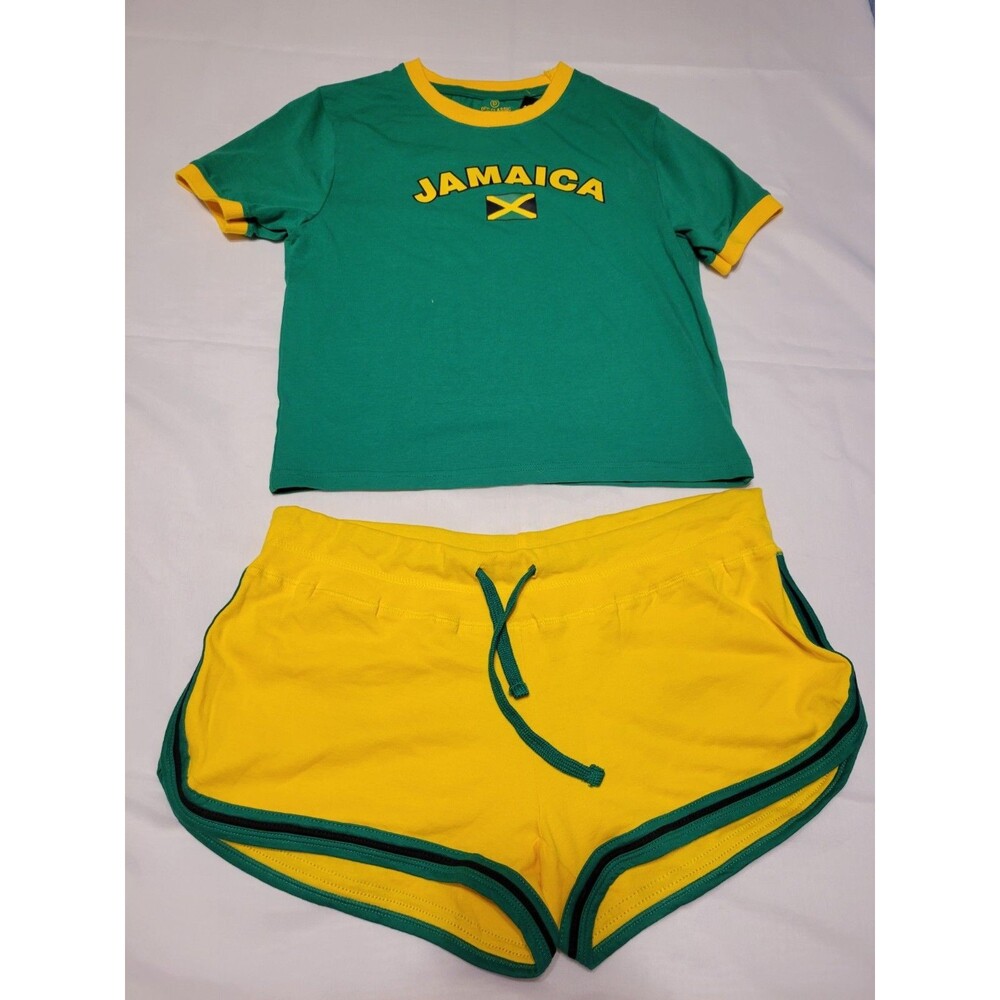 Island Tees Divi Classic Women's Jamaica Graphic Logo Drawstring Shorts L